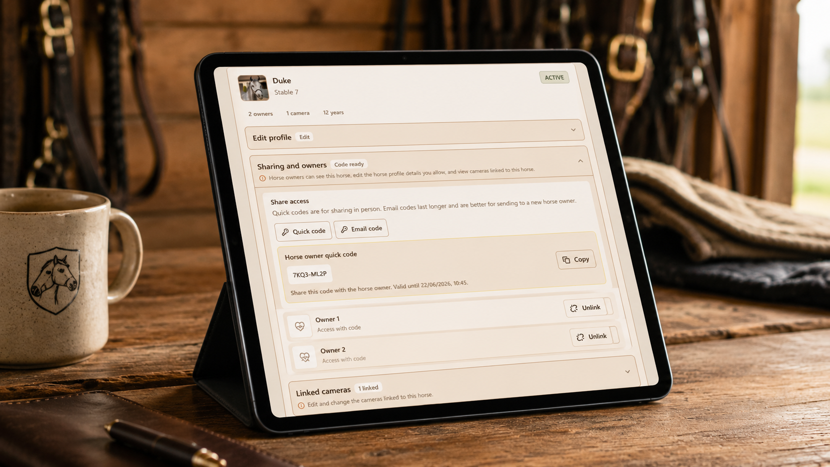 Horse sharing access code